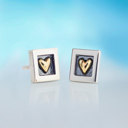 Heart Of Gold Studs - The Nancy Smillie Shop - Art, Jewellery & Designer Gifts Glasgow