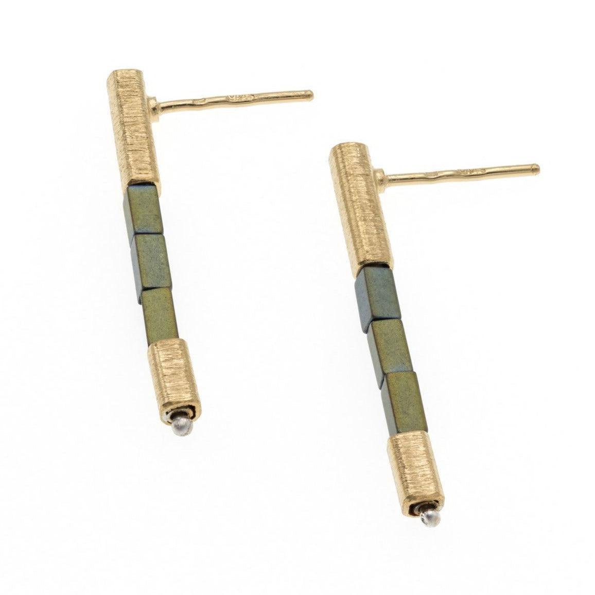 Hematite & Gold Earrings - The Nancy Smillie Shop - Art, Jewellery & Designer Gifts Glasgow