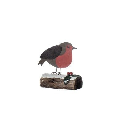 Holly Robin On Log - The Nancy Smillie Shop - Art, Jewellery & Designer Gifts Glasgow