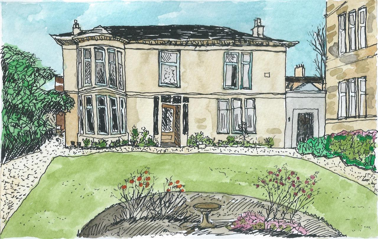 House Portraits by Damian Henry - Framed - The Nancy Smillie Shop - Art, Jewellery & Designer Gifts Glasgow