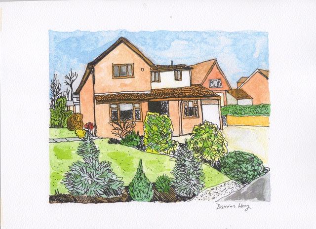 House Portraits by Damian Henry - Framed - The Nancy Smillie Shop - Art, Jewellery & Designer Gifts Glasgow