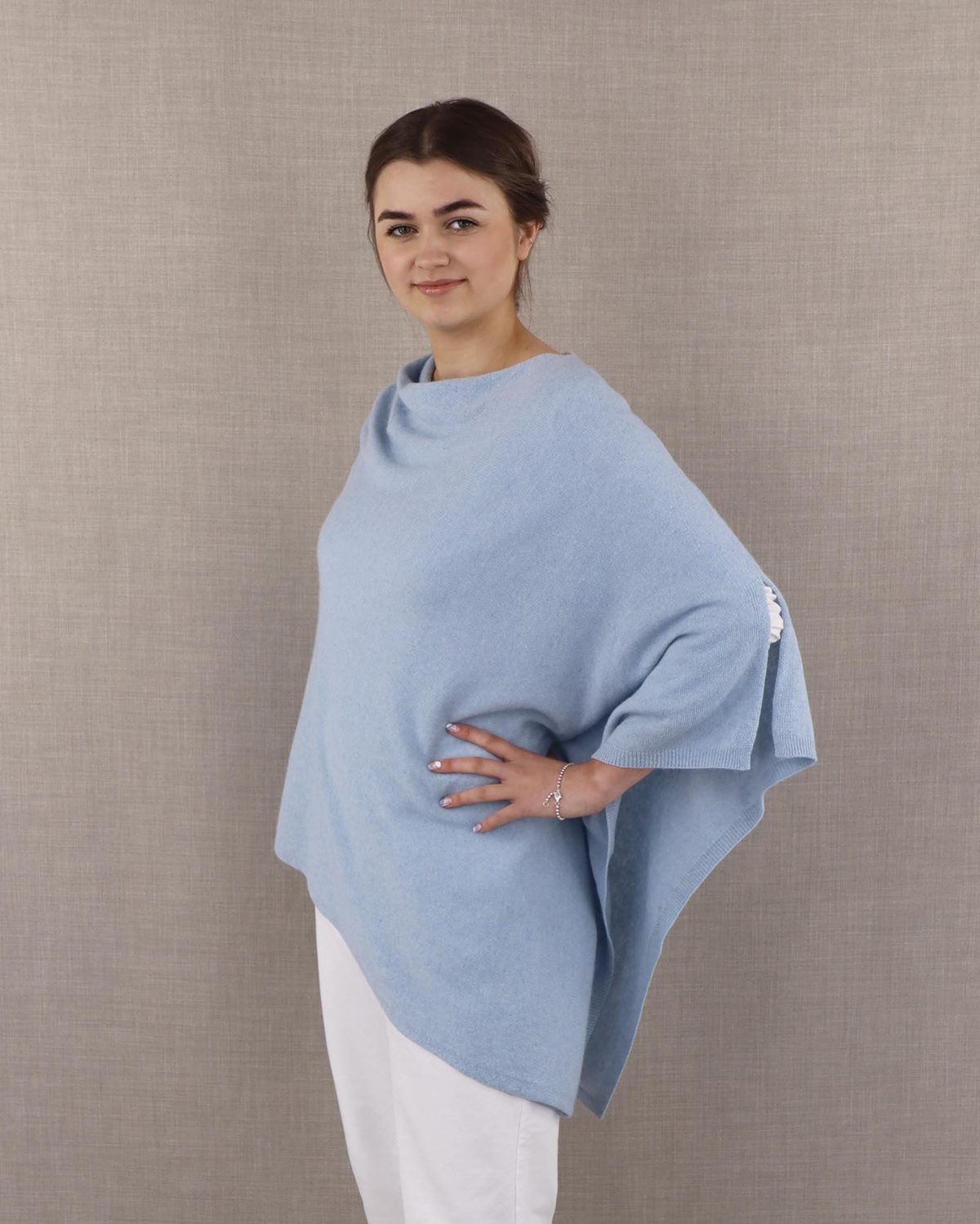 Ice Blue Cashmere Blend Poncho - The Nancy Smillie Shop - Art, Jewellery & Designer Gifts Glasgow