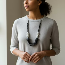 Cord necklace wood and Clay