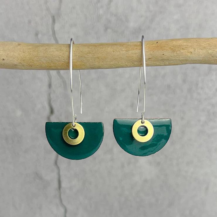 Jade Green Semi Circle Earrings - The Nancy Smillie Shop - Art, Jewellery & Designer Gifts Glasgow