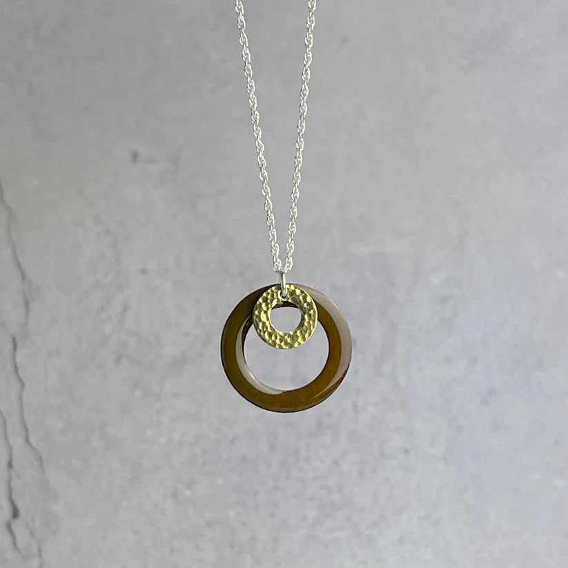 Khaki Hoop Enamel Necklace - Jewellery - Scotland