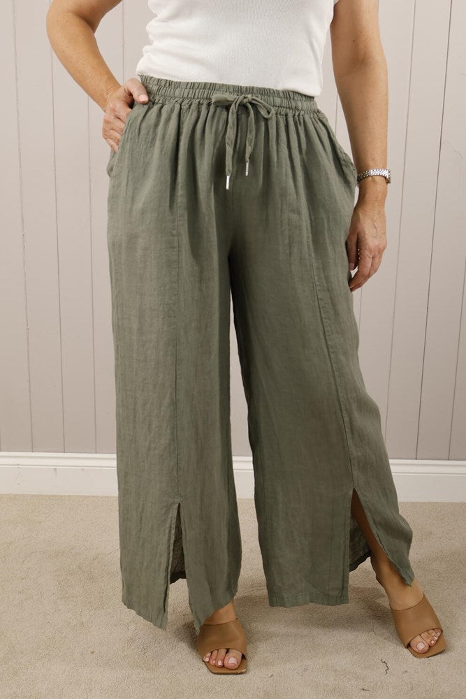 Khaki tie waist trousers - Clothing - Scotland