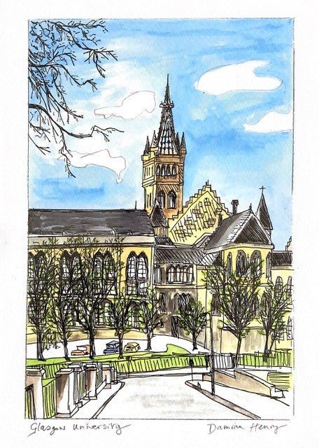 Large Glasgow University Print - The Nancy Smillie Shop - Art, Jewellery & Designer Gifts Glasgow