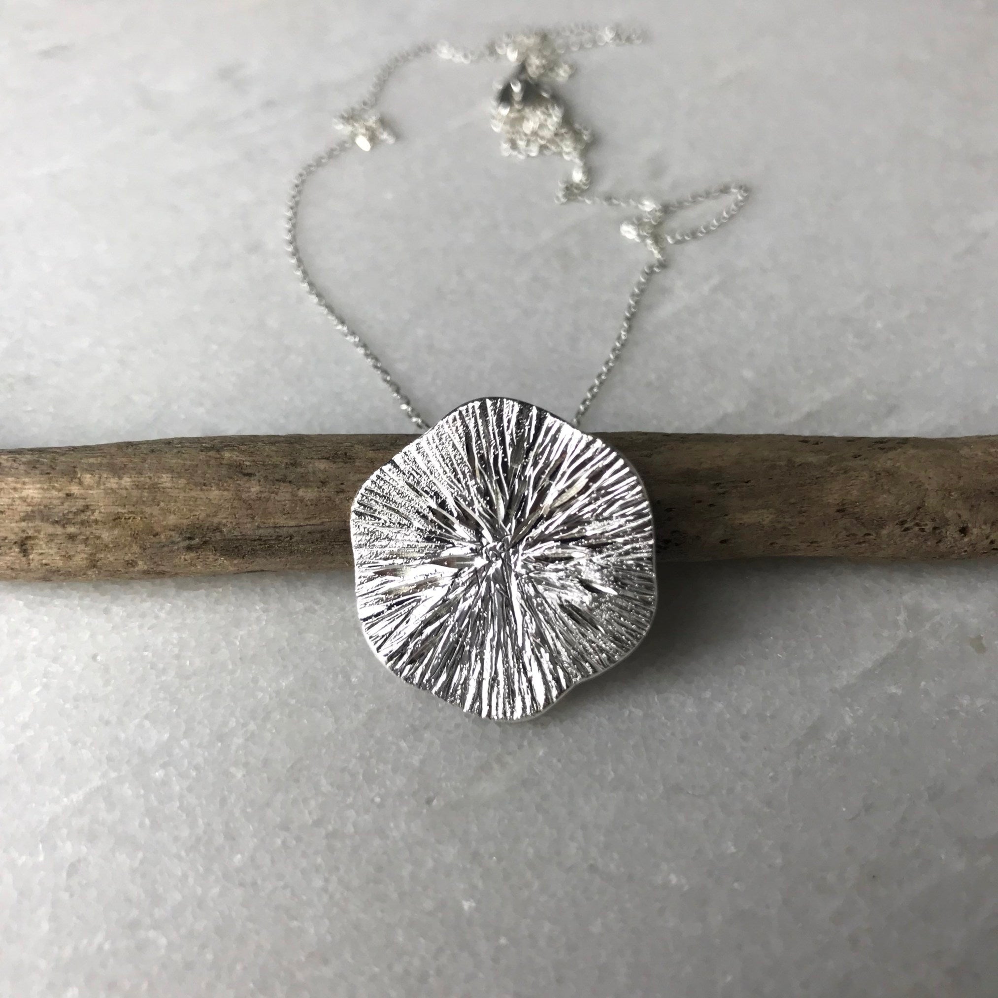 Large silver disc necklace on sale