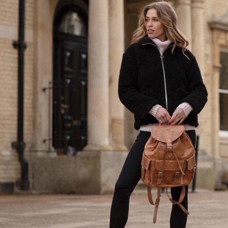 Large Tan Leather Rucksack - The Nancy Smillie Shop - Art, Jewellery & Designer Gifts Glasgow