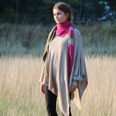 Latte Cashmere Blend Poncho - The Nancy Smillie Shop - Art, Jewellery & Designer Gifts Glasgow