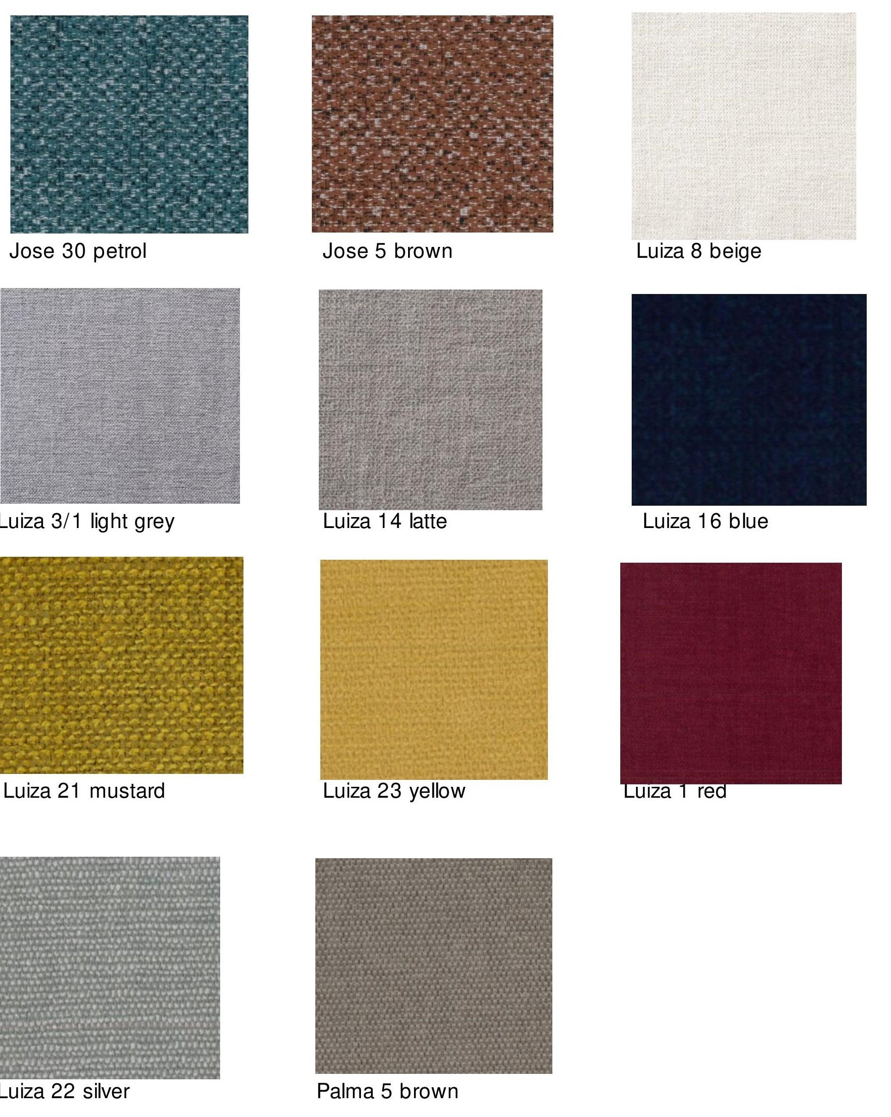 Lydia 2-seater grey sofa with fabric swatches in various colors