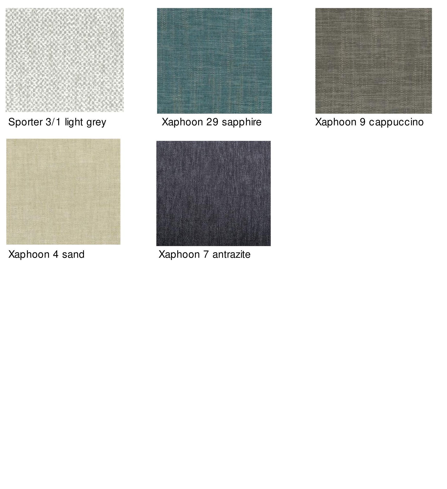 Lydia Sofa 2-Seater in grey with neutral fabric swatches