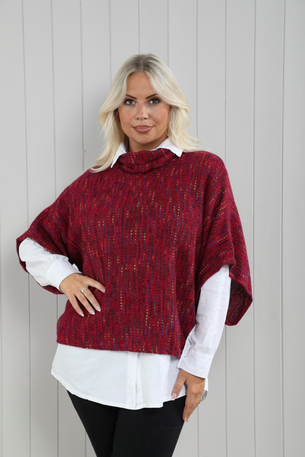 Magenta Fleck Poncho Top - Clothing - Scotland