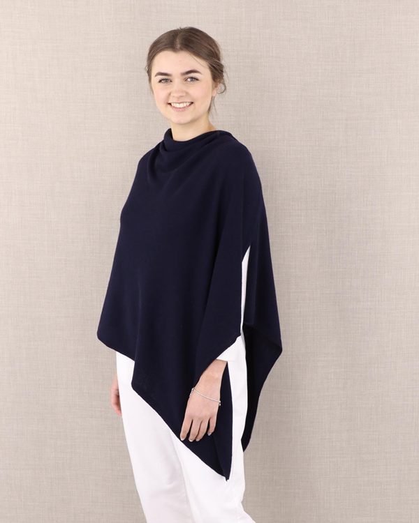 Midnight Blue Cashmere Blend Poncho - The Nancy Smillie Shop - Art, Jewellery & Designer Gifts Glasgow