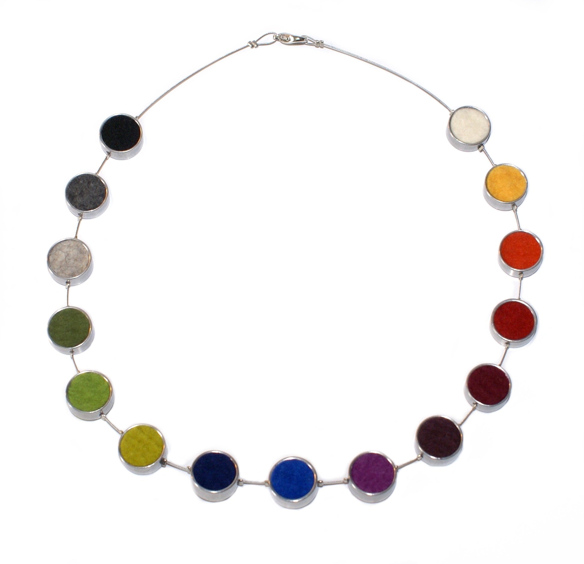Multi-coloured Felt Circles Necklace - The Nancy Smillie Shop - Art, Jewellery & Designer Gifts Glasgow
