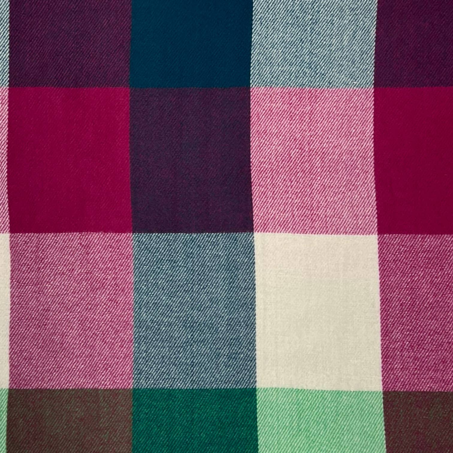 Multi coloured festive check scarf wilt tassels: Teal | The Nancy Smillie Shop - Art, Jewellery & Designer Gifts Glasgow Scotland