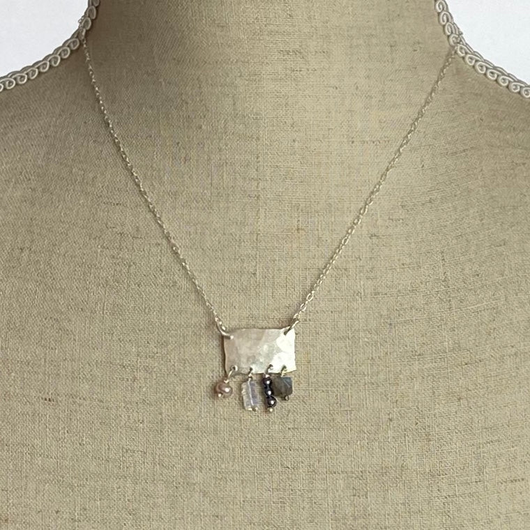 Multi Stone Silver Necklace - The Nancy Smillie Shop - Art, Jewellery & Designer Gifts Glasgow
