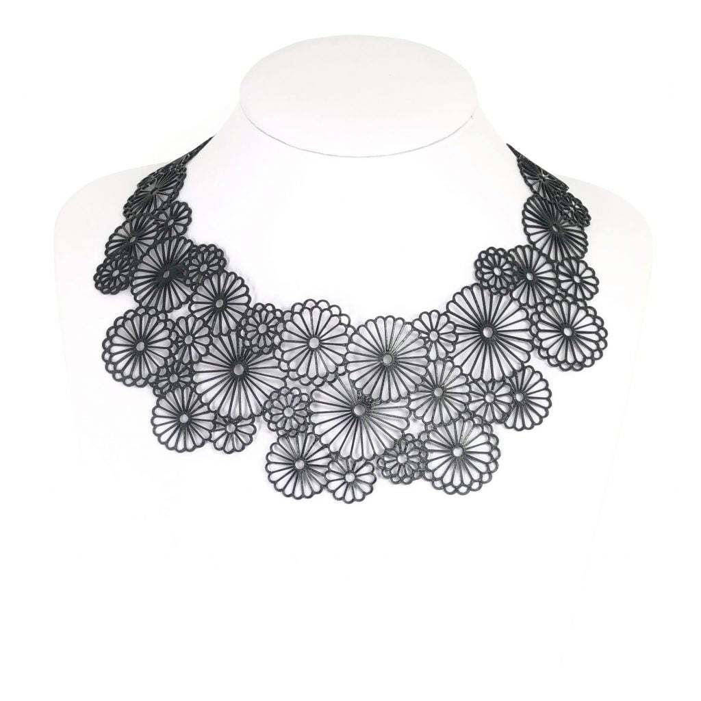 Mum Flower Black Necklace - The Nancy Smillie Shop - Art, Jewellery & Designer Gifts Glasgow