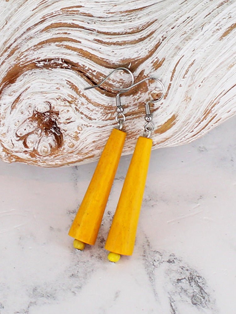 Mustard Wooden Earrings - The Nancy Smillie Shop - Art, Jewellery & Designer Gifts Glasgow
