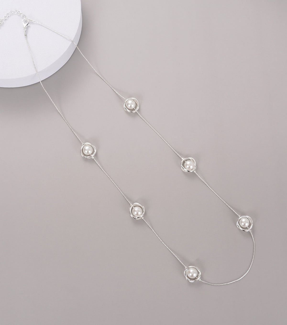 Long Pearl Swirl Necklace
