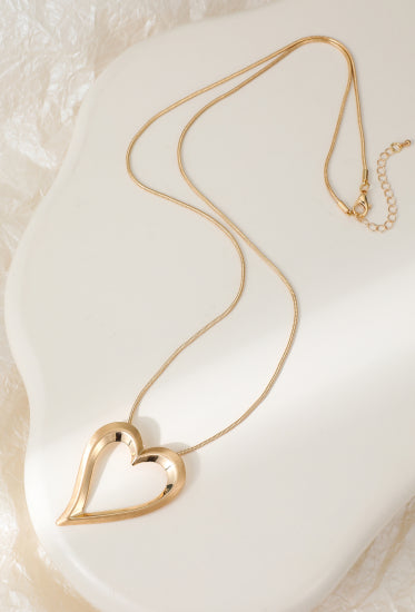 Gold long heart necklace