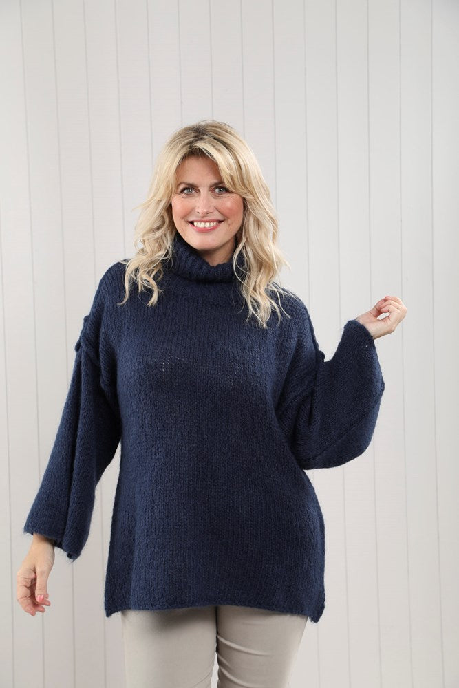 Navy Mohair Roll Neck Jumper | The Nancy Smillie Shop - Art, Jewellery & Designer Gifts Glasgow Scotland