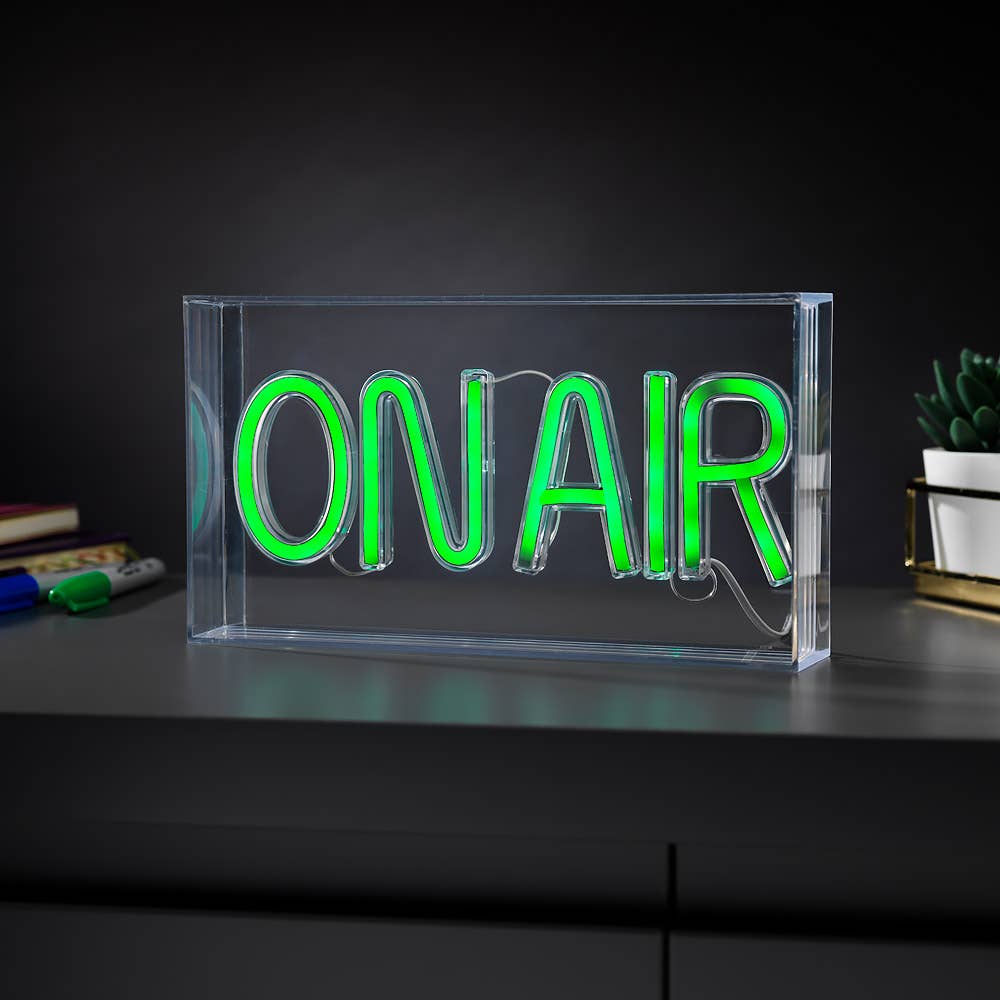 Neon Light - Boxed Green On Air Light in Acrylic Box | The Nancy Smillie Shop - Art, Jewellery & Designer Gifts Glasgow Scotland