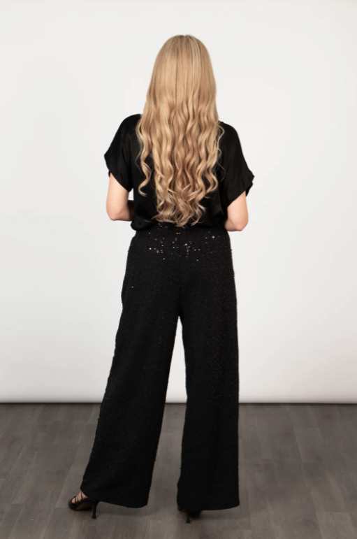 Nova Wide Leg Trousers in Black Sequin (S) | The Nancy Smillie Shop - Art, Jewellery & Designer Gifts Glasgow Scotland