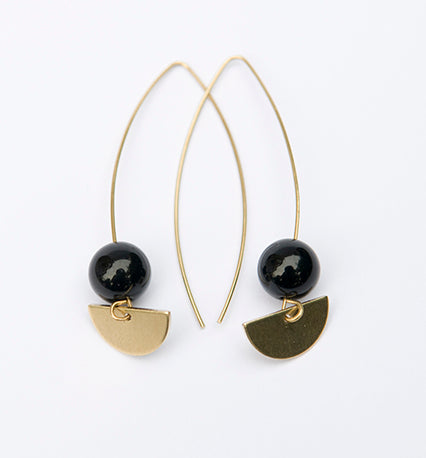 Onyx Crescent Disc Earrings - The Nancy Smillie Shop - Art, Jewellery & Designer Gifts Glasgow