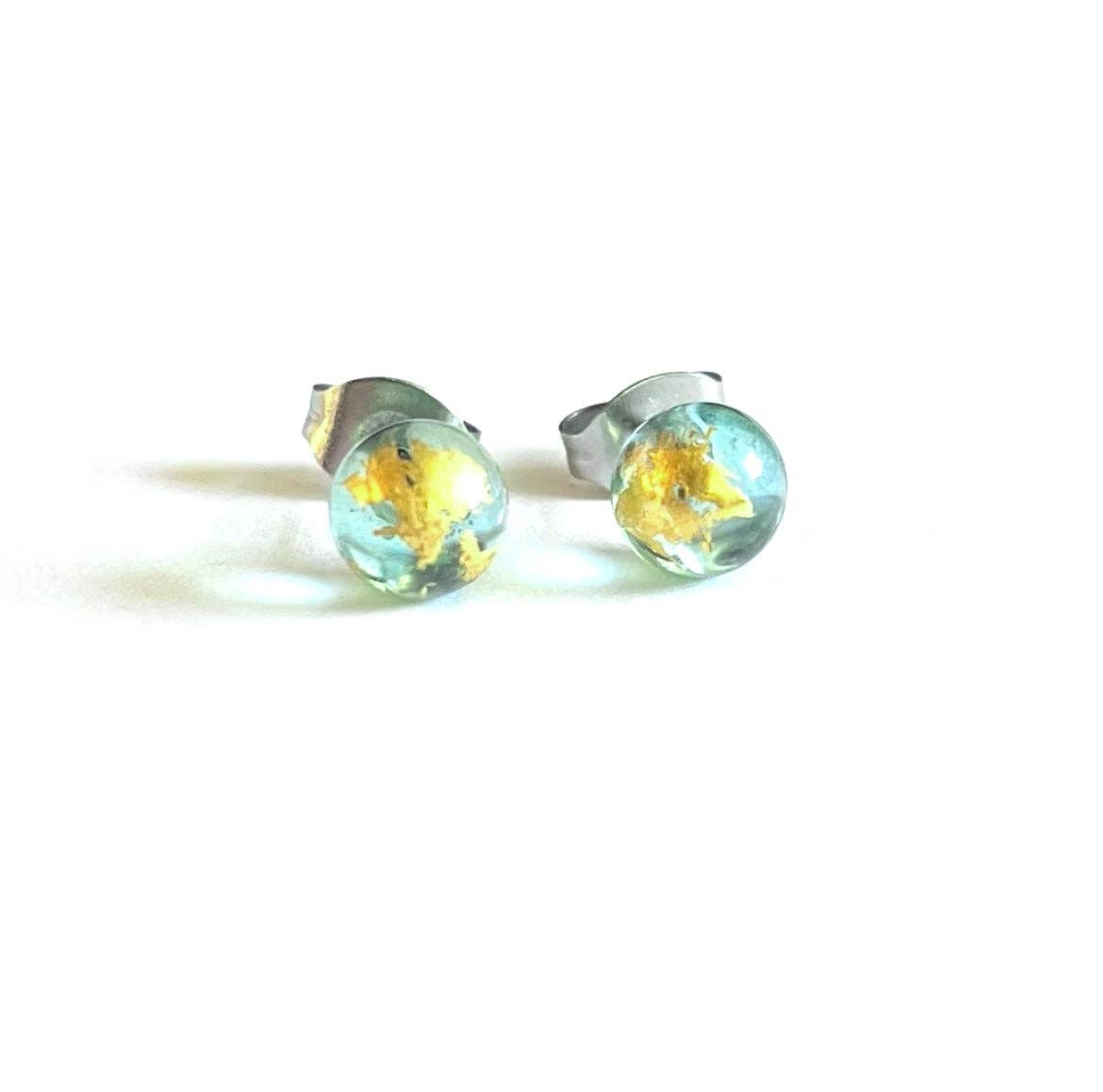 Opal and Gold Whisky Bottle Studs Recycled Glass Surgical Steel - Gifts Under £10 - Scotland
