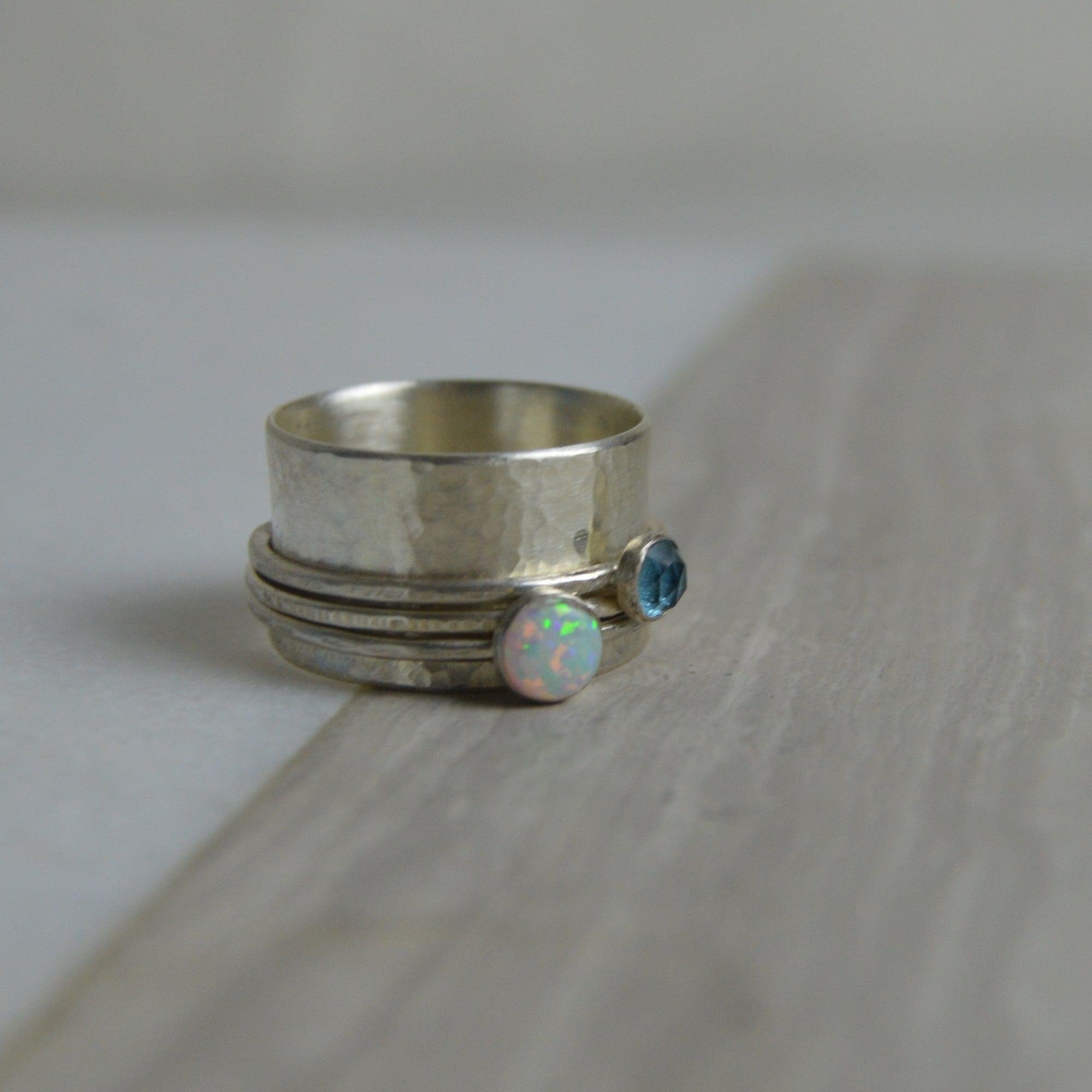 Opal & Topaz Spinning Ring - Made to order - The Nancy Smillie Shop - Art, Jewellery & Designer Gifts Glasgow