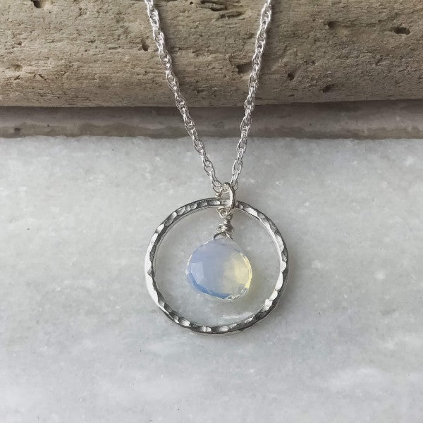 Opalite Stone Hoop Necklace - The Nancy Smillie Shop - Art, Jewellery & Designer Gifts Glasgow