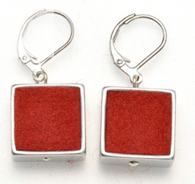 Orange Felt Square Earrings - The Nancy Smillie Shop - Art, Jewellery & Designer Gifts Glasgow
