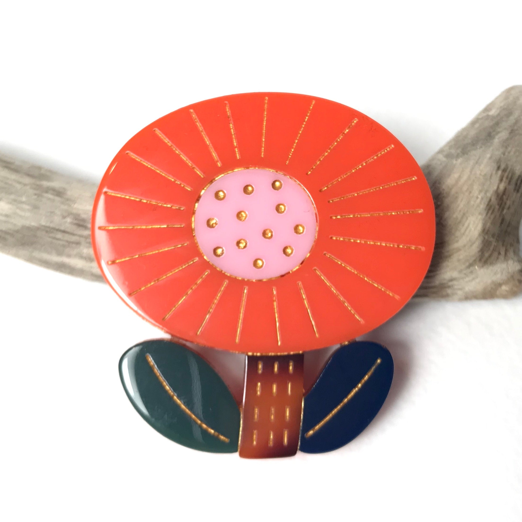 Orange Flower Brooch - The Nancy Smillie Shop - Art, Jewellery & Designer Gifts Glasgow