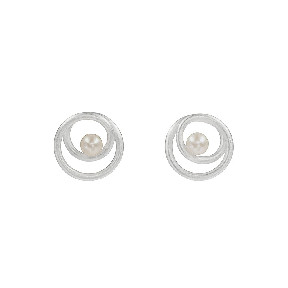 Silberne Perlen-Loop-Ohrstecker