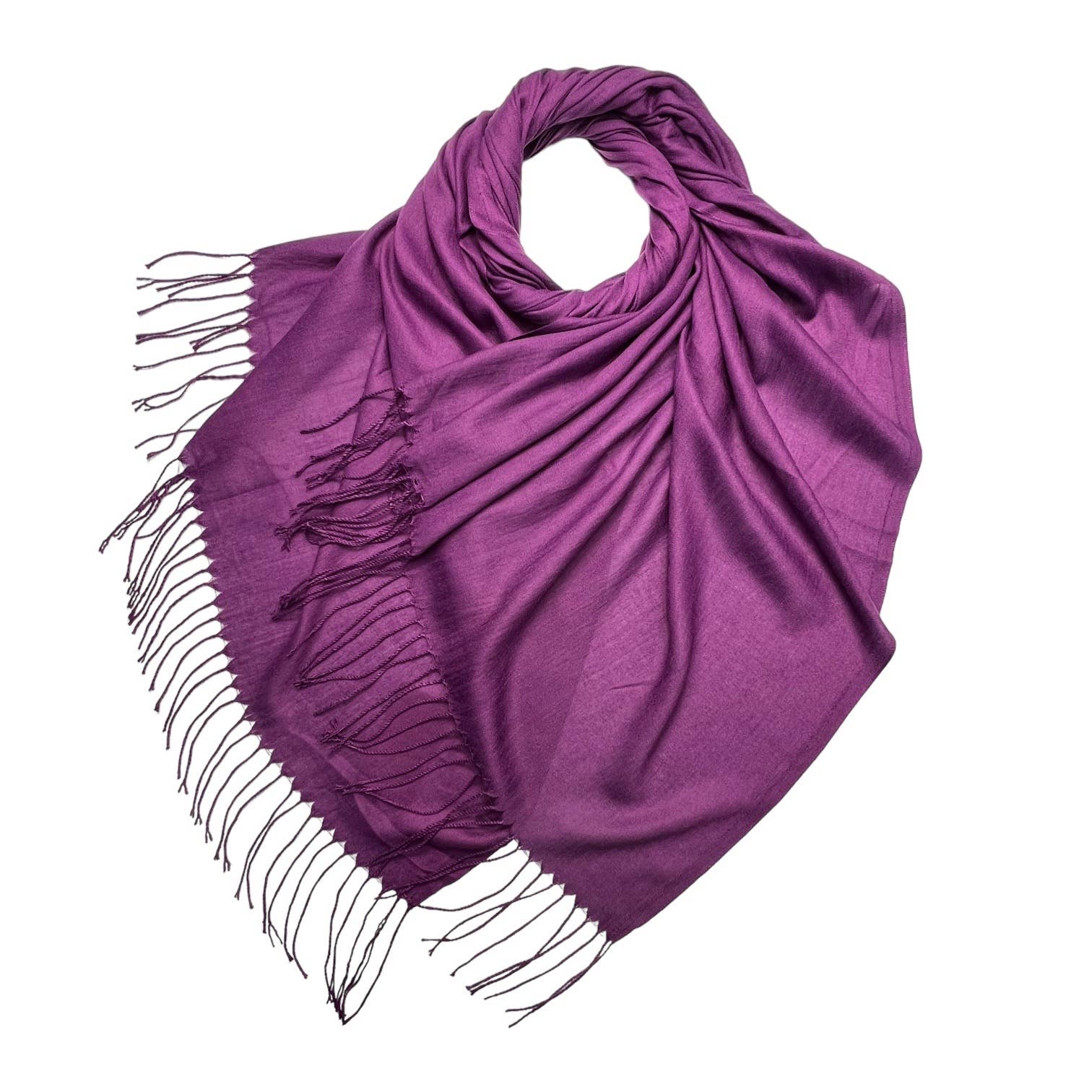 Plain cotton blend pashmina with tassels: Mint A10 - Scarves! - Scotland