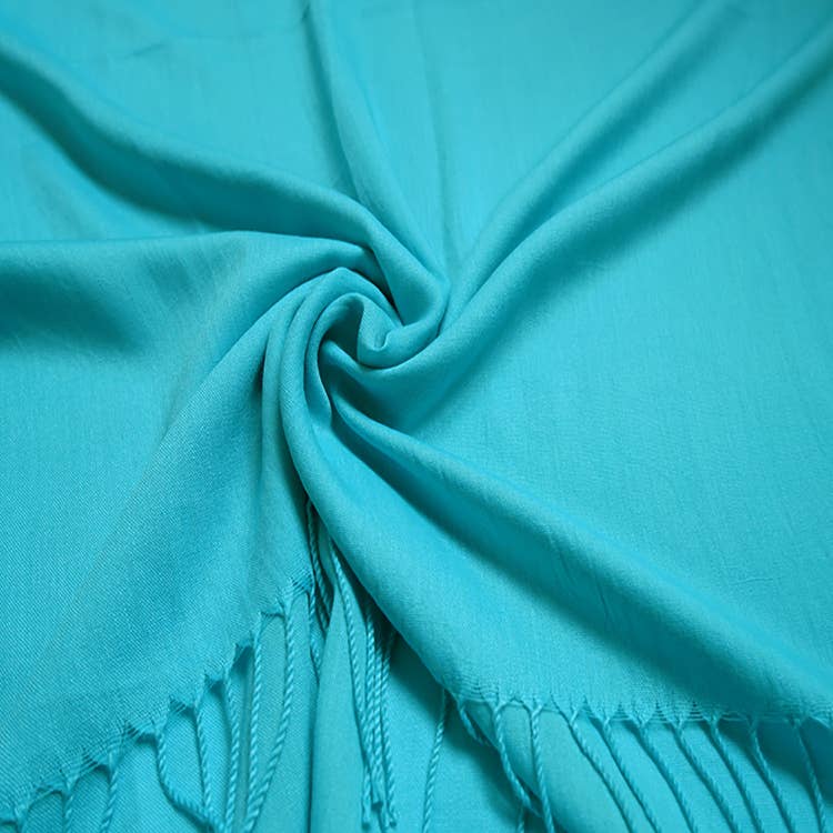 Plain cotton blend pashmina with tassels: Mint A10 - Scarves! - Scotland
