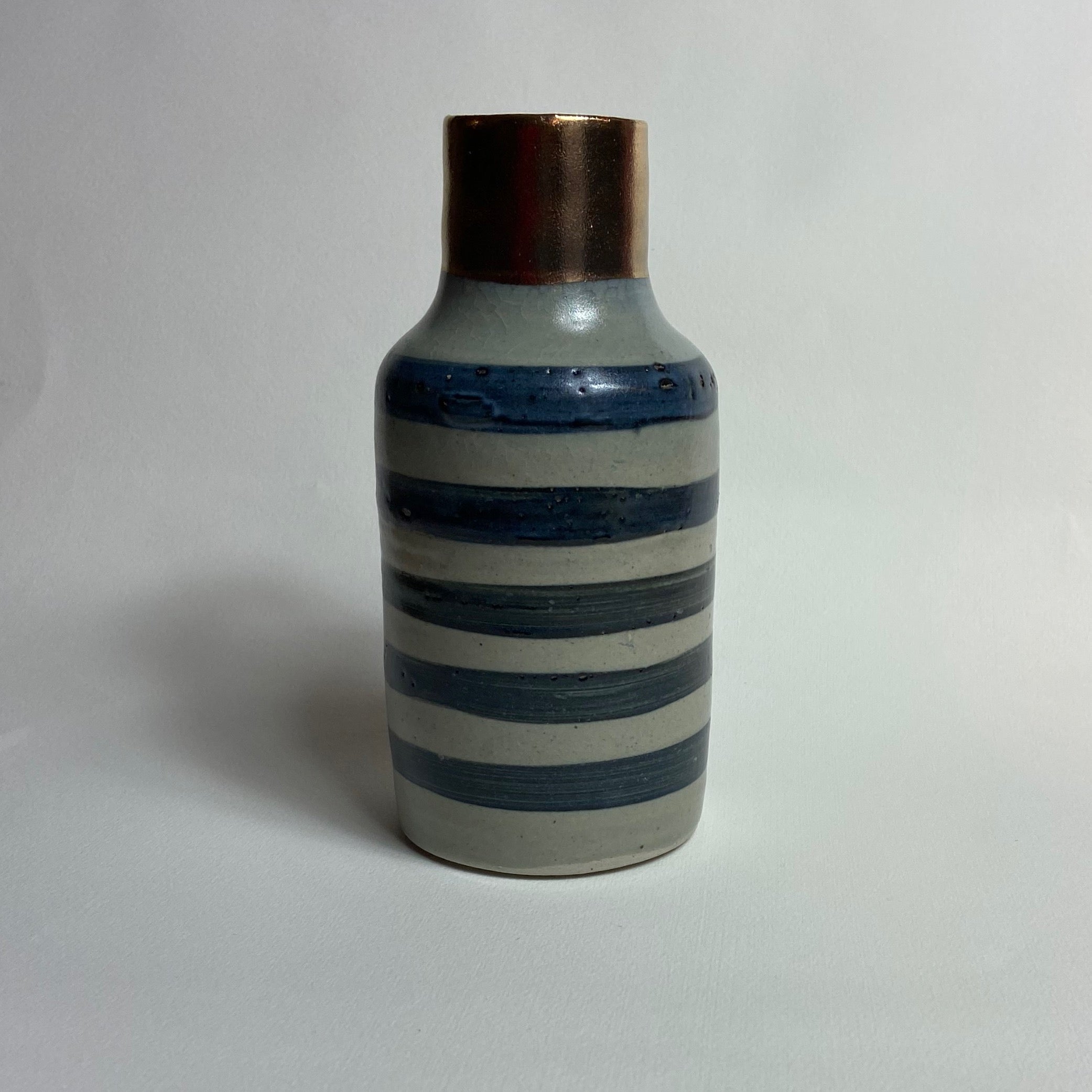 Pot - Blue with gold 16cms - The Nancy Smillie Shop - Art, Jewellery & Designer Gifts Glasgow
