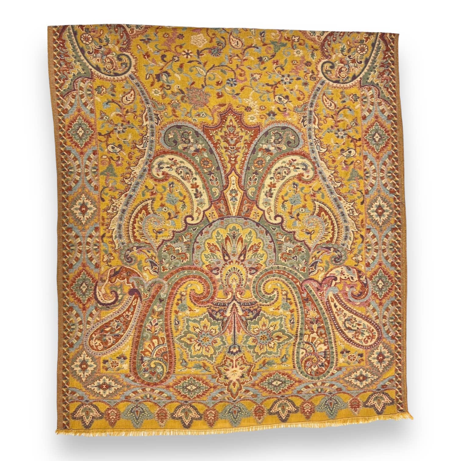 Premium pashmina with paisley print: Mustard | The Nancy Smillie Shop - Art, Jewellery & Designer Gifts Glasgow Scotland