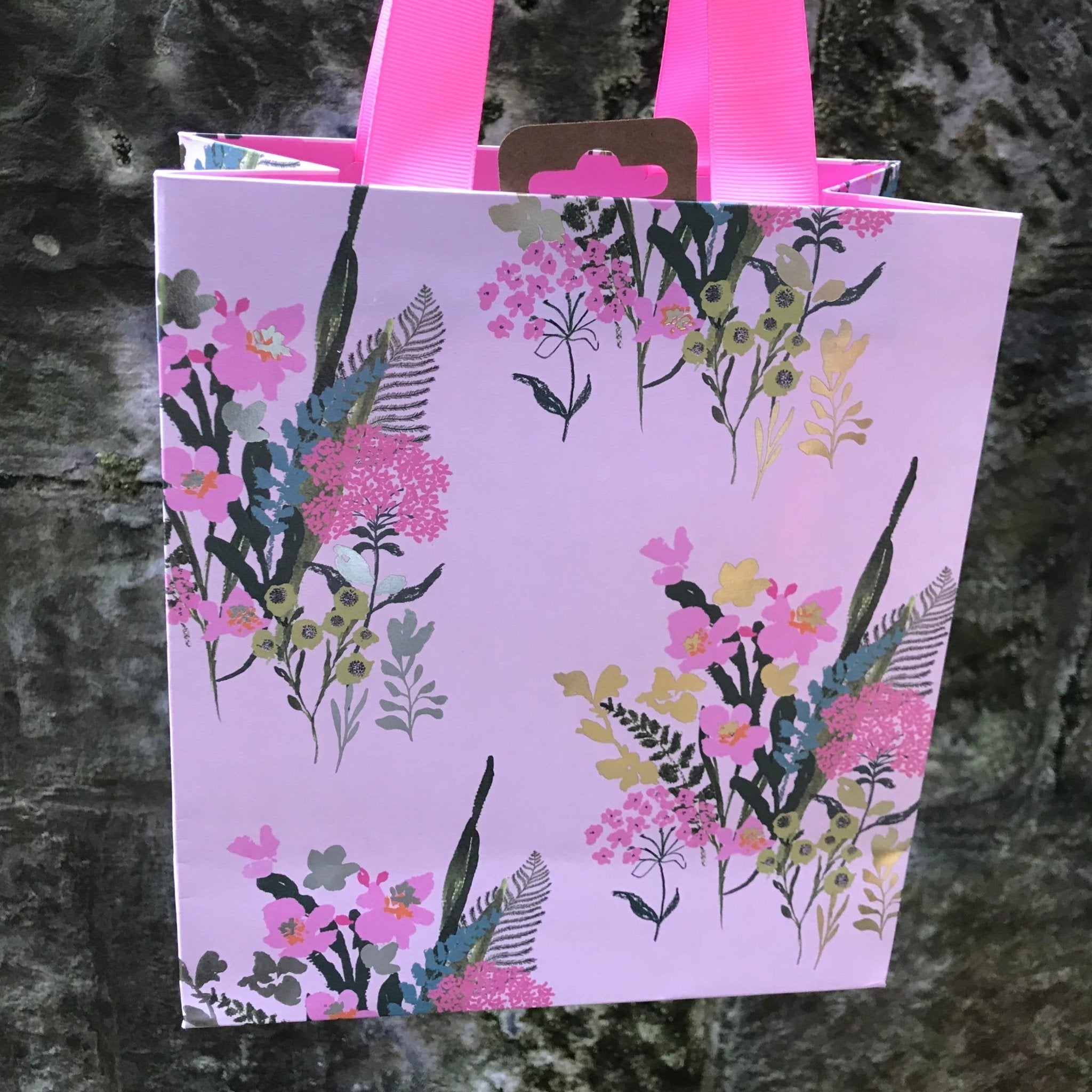 Pretty Pink Floral Medium Gift Bag - The Nancy Smillie Shop - Art, Jewellery & Designer Gifts Glasgow