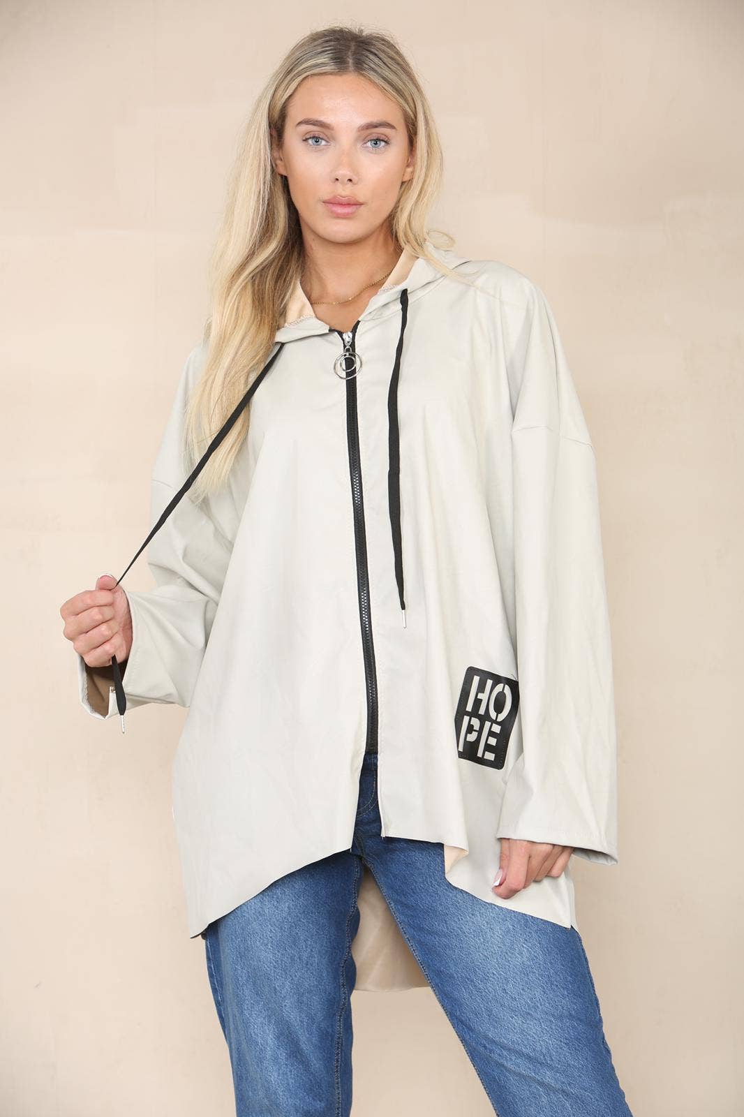 PU Leather Hooded Jacket: Cream / One Size To Fit UK 8-20 - Clothing - Scotland