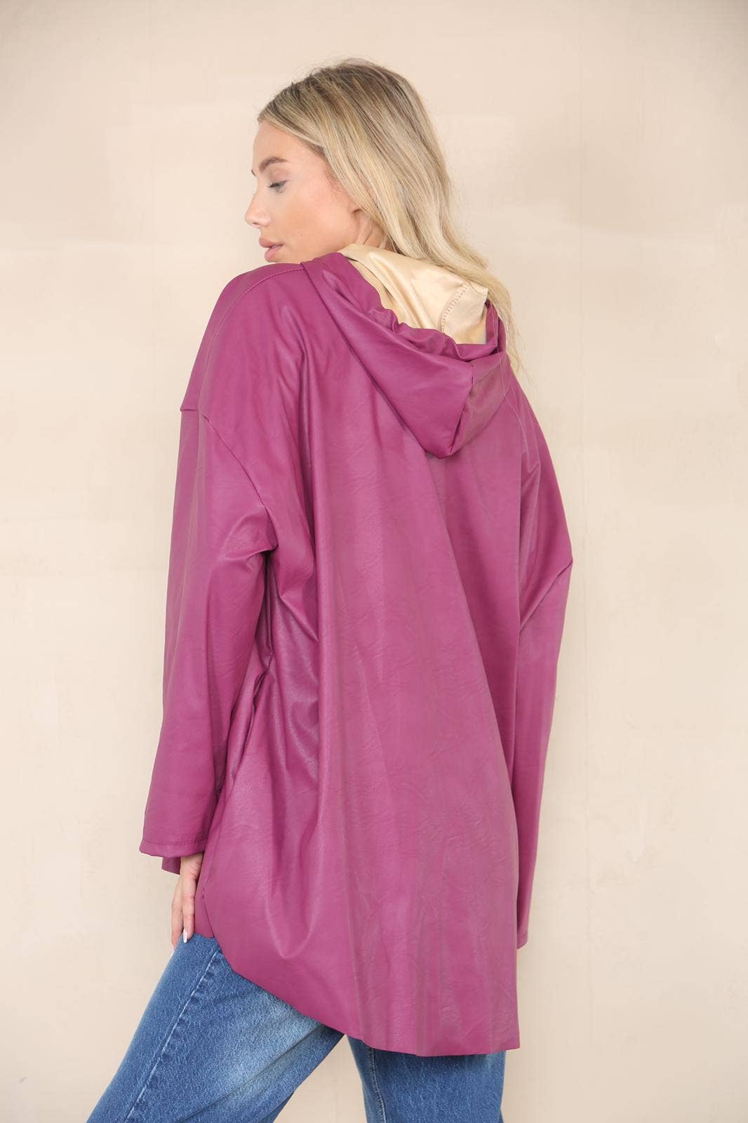 PU Leather Hooded Jacket: Cream / One Size To Fit UK 8-20 - Clothing - Scotland