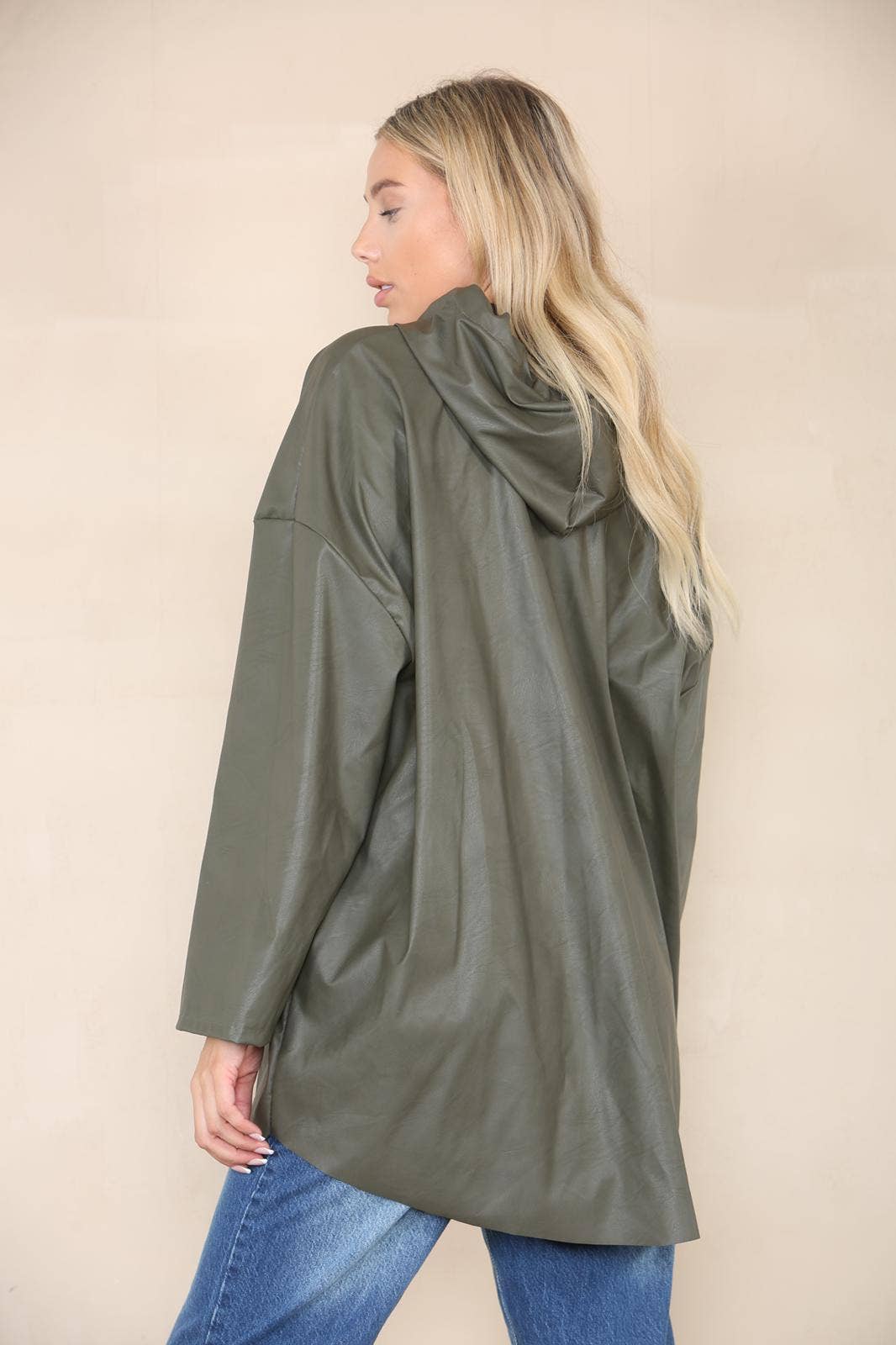 PU Leather Hooded Jacket: Cream / One Size To Fit UK 8-20 - Clothing - Scotland