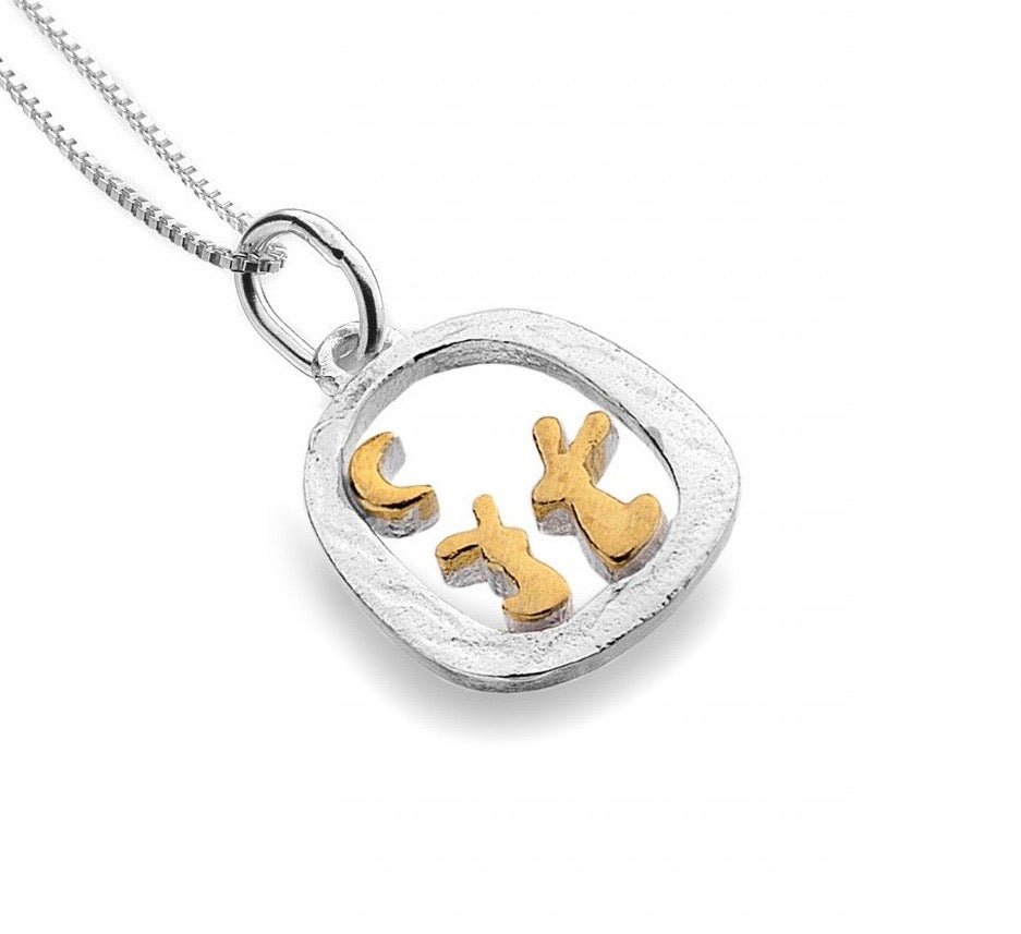 Rabbits in Frame Necklace - The Nancy Smillie Shop - Art, Jewellery & Designer Gifts Glasgow
