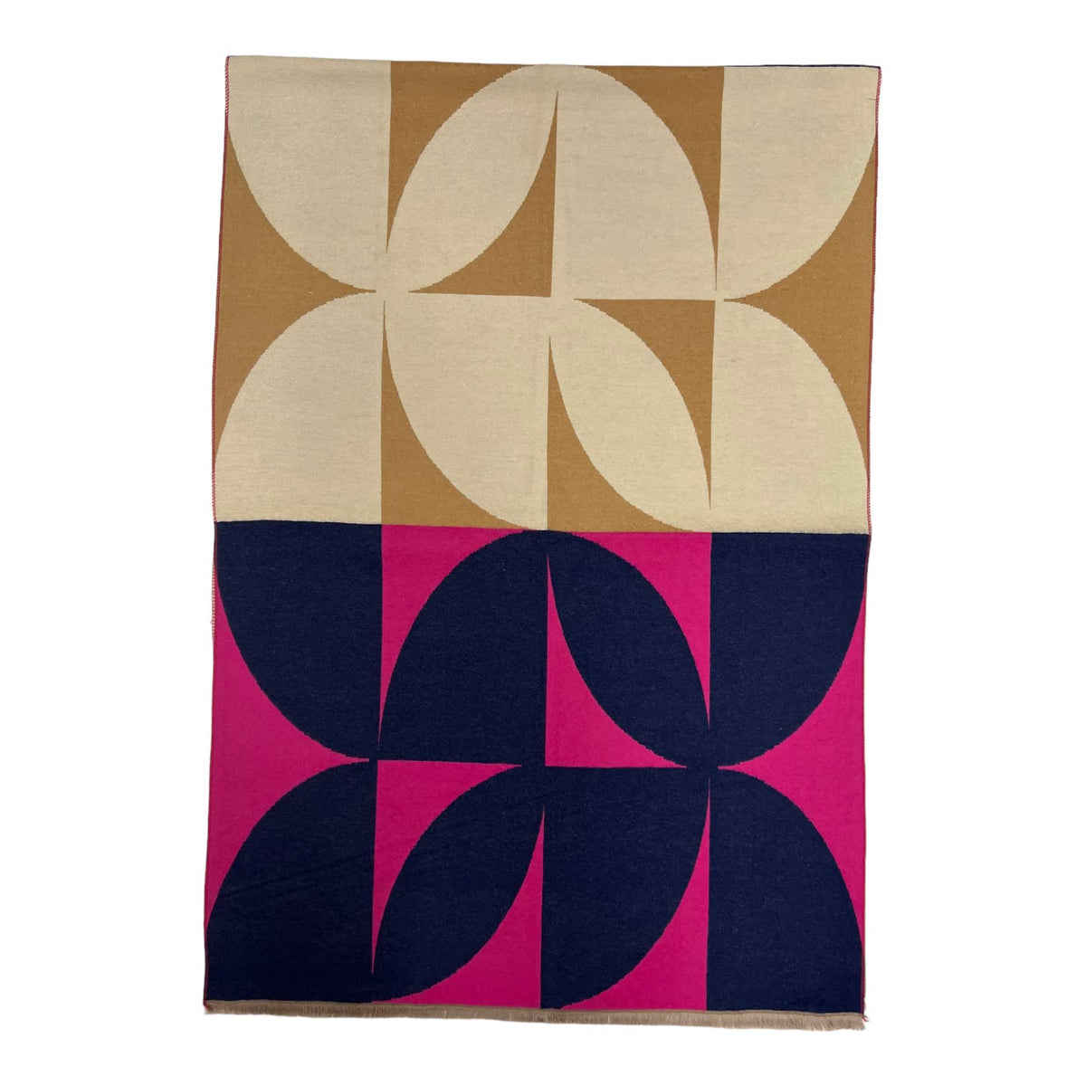 Retro Hotnavi cashmere blend scarf with geometric print and fringes