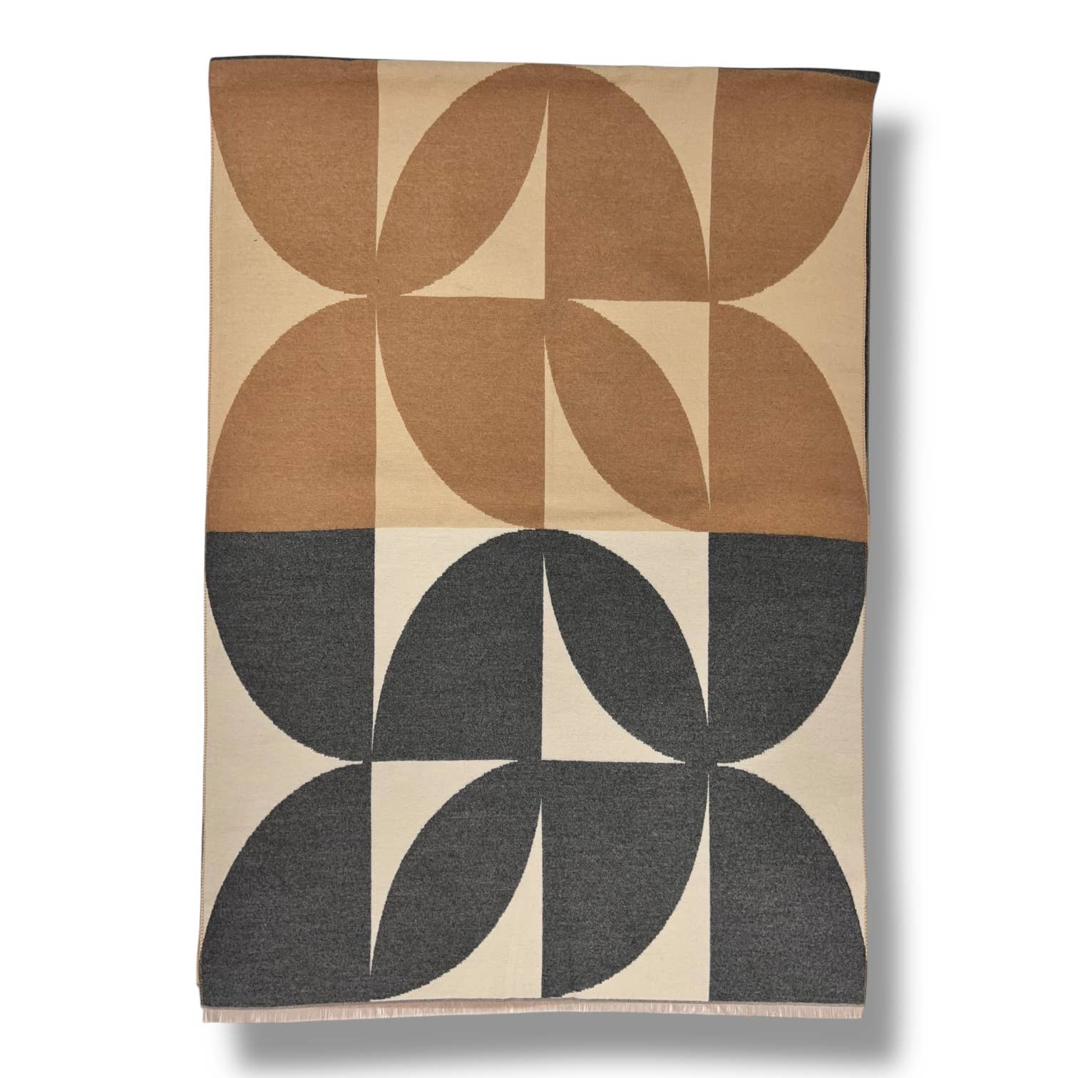 Retro print on cashmere blend scarf finished with fringes: Orbeige - Scarves! - Scotland