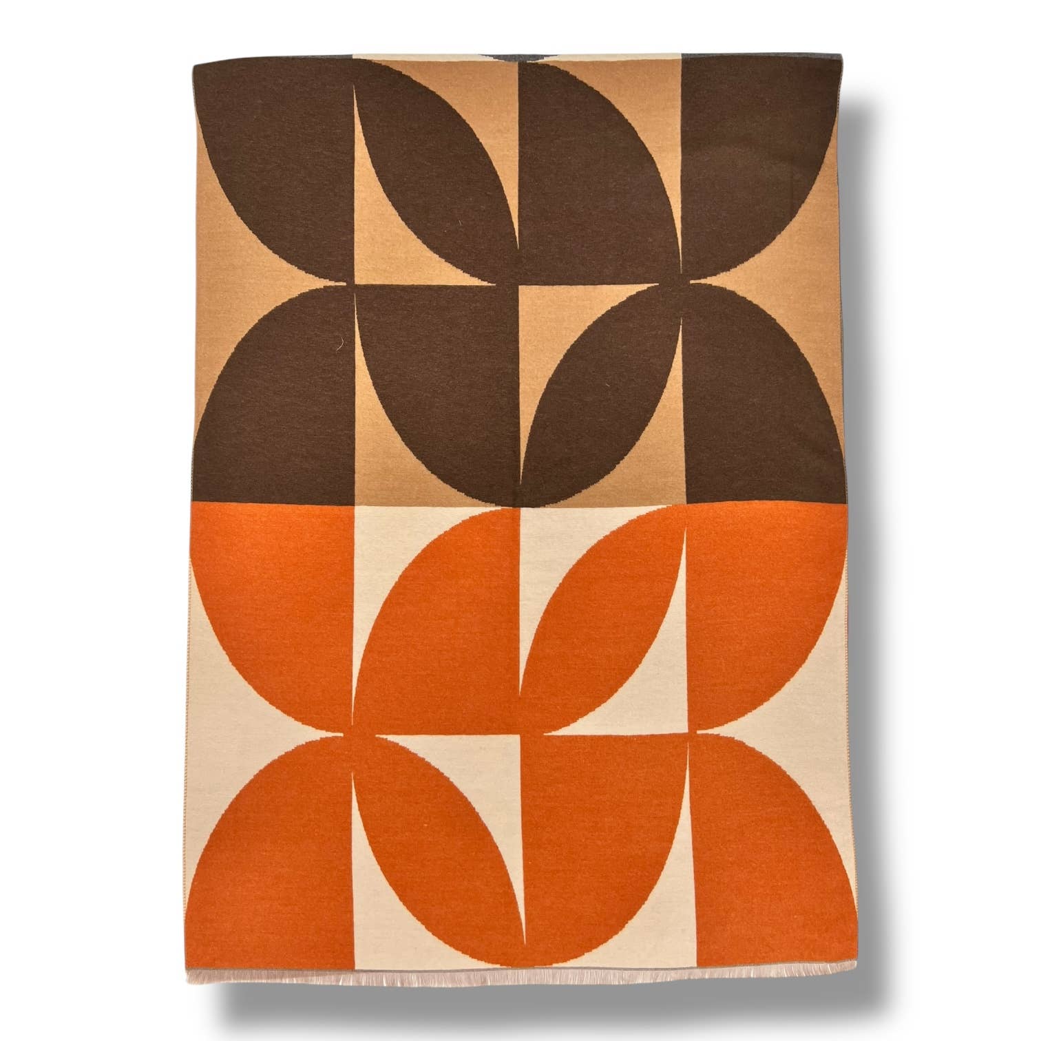 Retro print on cashmere blend scarf finished with fringes: Orbeige - Scarves! - Scotland