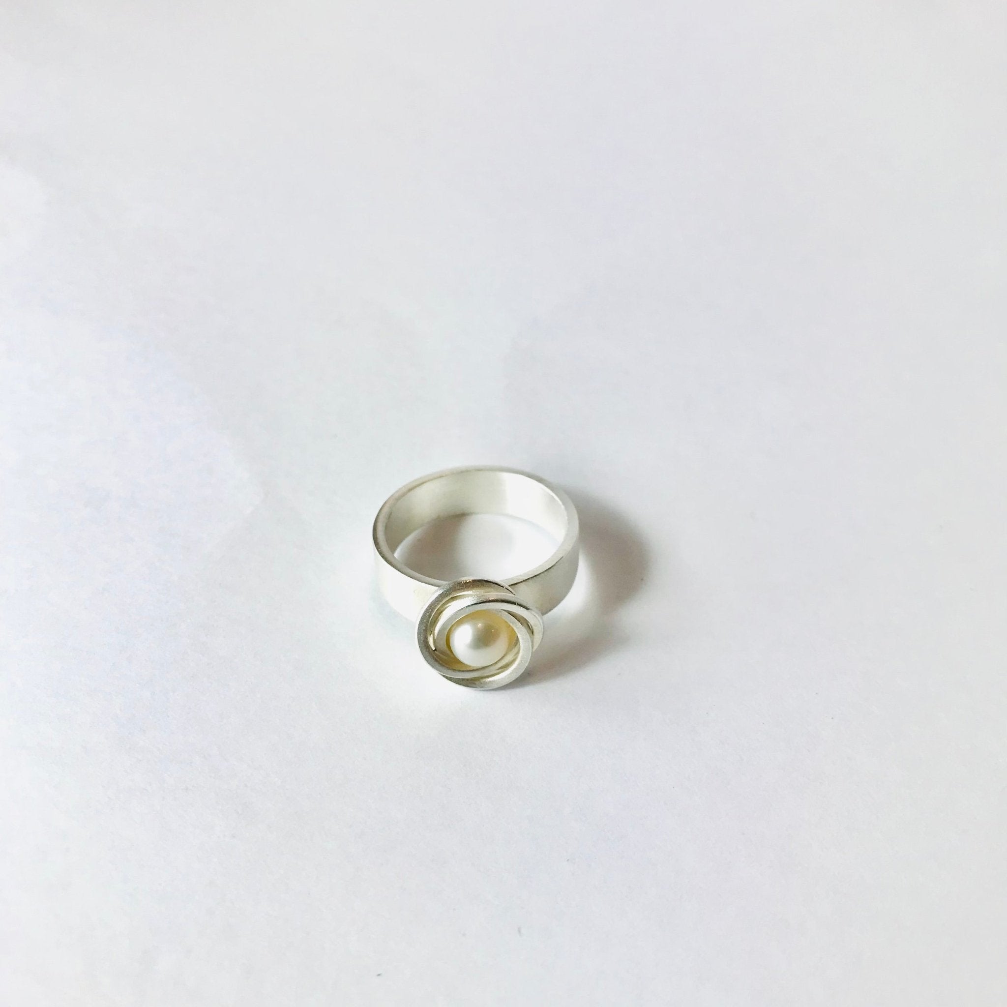 Ring Silver with Freshwater Pearl - The Nancy Smillie Shop - Art, Jewellery & Designer Gifts Glasgow
