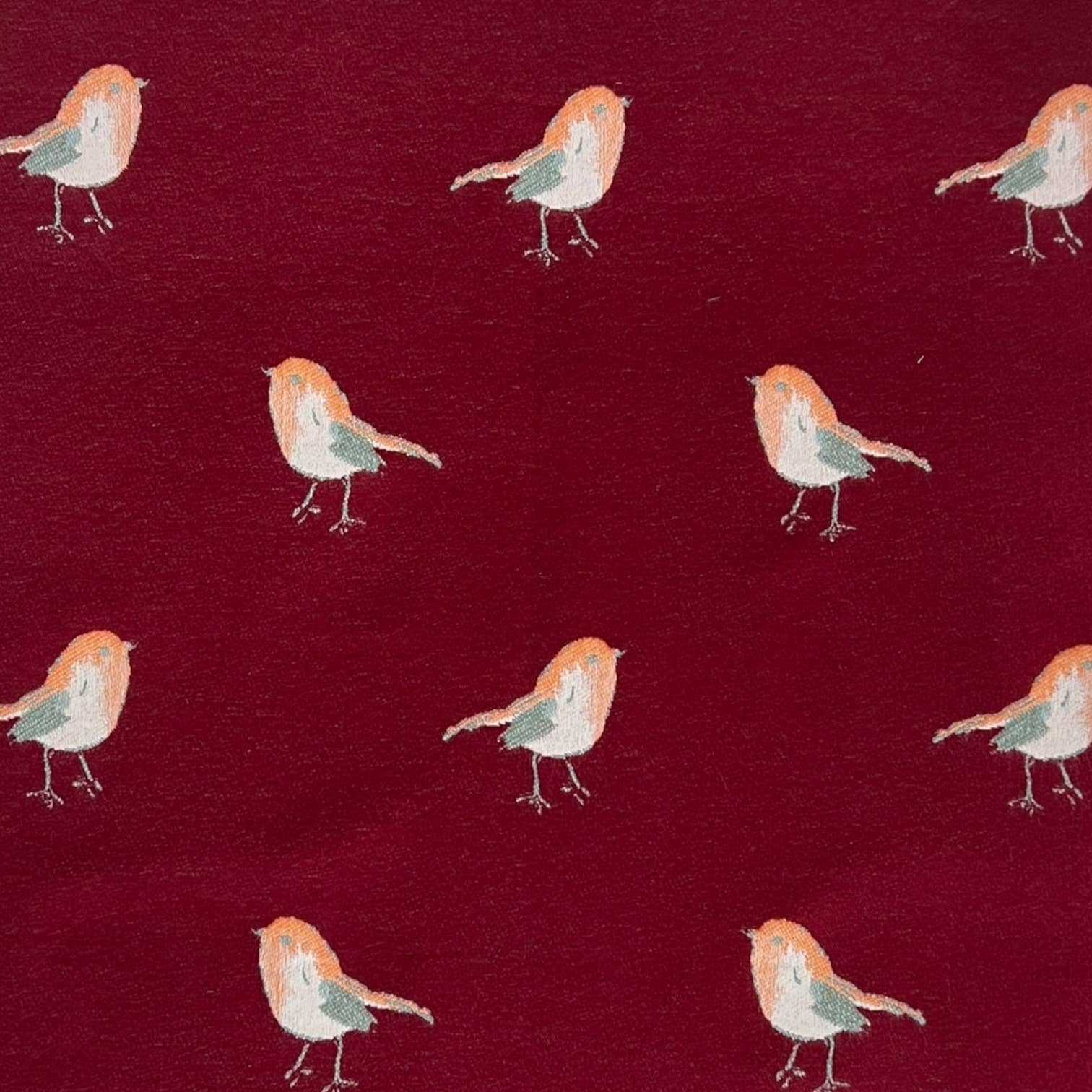 Robin bird woven print on reversible cashmeremix: Red - Scarves! - Scotland
