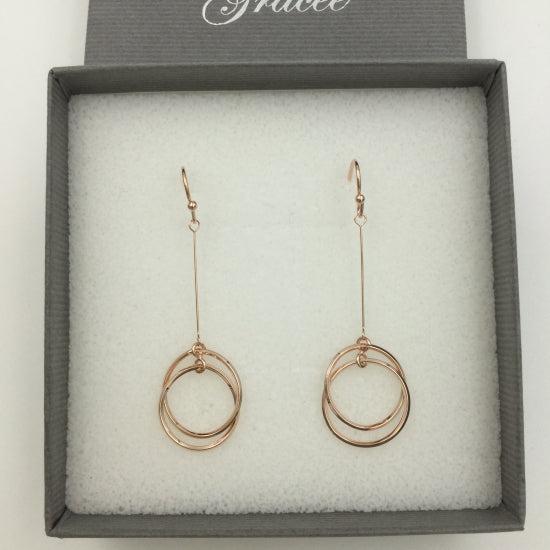 Rose Gold Hoop Drop Earrings - The Nancy Smillie Shop - Art, Jewellery & Designer Gifts Glasgow